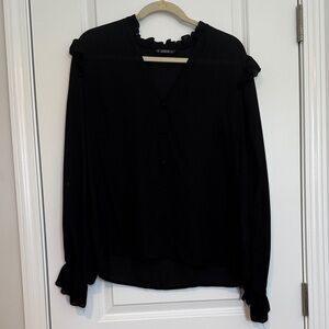 SHEIN Black Ruffled Blouse